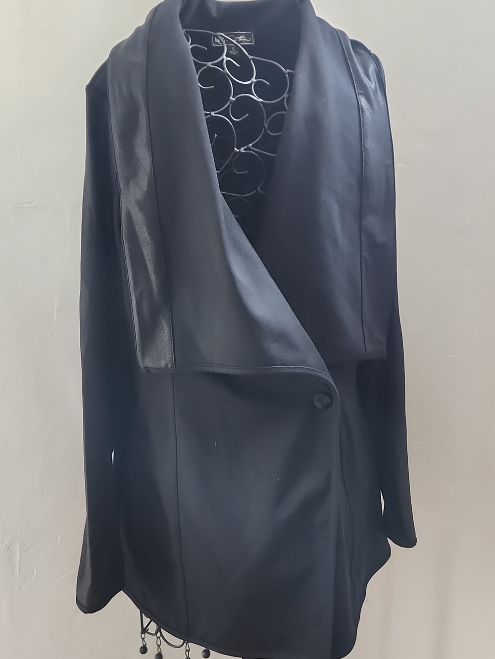 Diane Gilman Black Draped Shawl-Collar Blazer